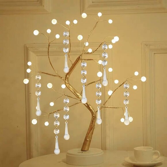 30pk Crystal Ornaments Christmas Tree Finial Raindrop Hanging Crystals Decor - Picture 3 of 3